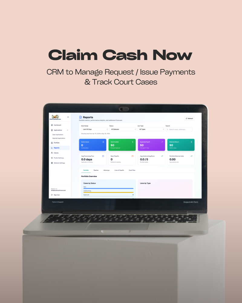 Claim Cash Now — Two portals replacing a spreadsheet